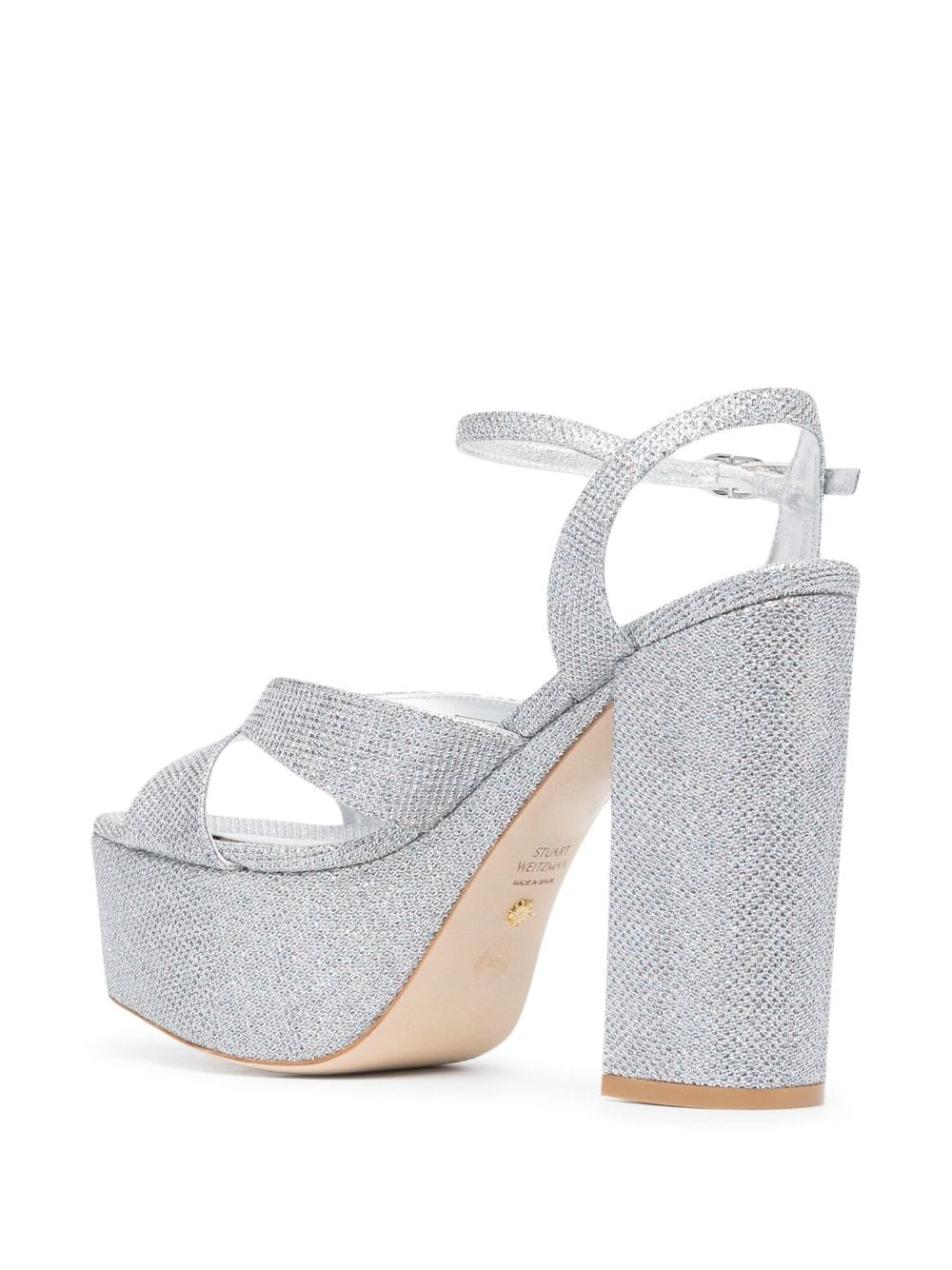 Shop Stuart Weitzman Miami Squarehigh 140mm Platform Sandals In Silver