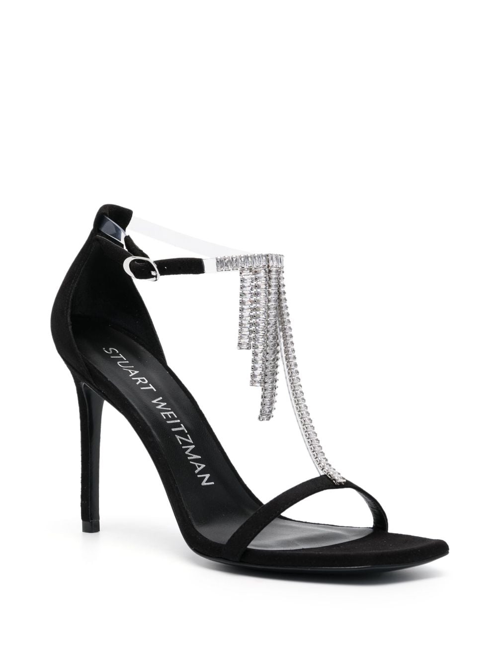 Shop Stuart Weitzman Nudistcurve Superglam 100mm Sandals In Black