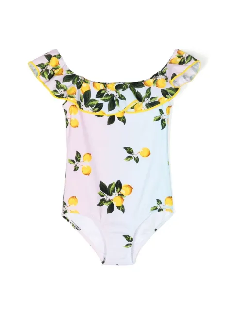 Nessi Byrd Kids lemon-print swimsuit 