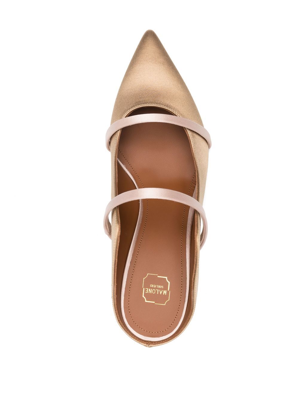 Shop Malone Souliers Satin Finish Pointed Toe Mules In Nude