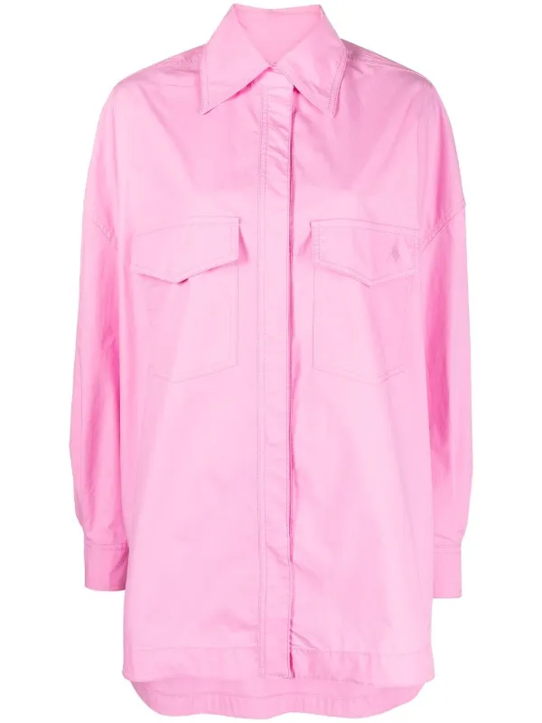 The Attico Elaine Buttoned Overshirt in Pink