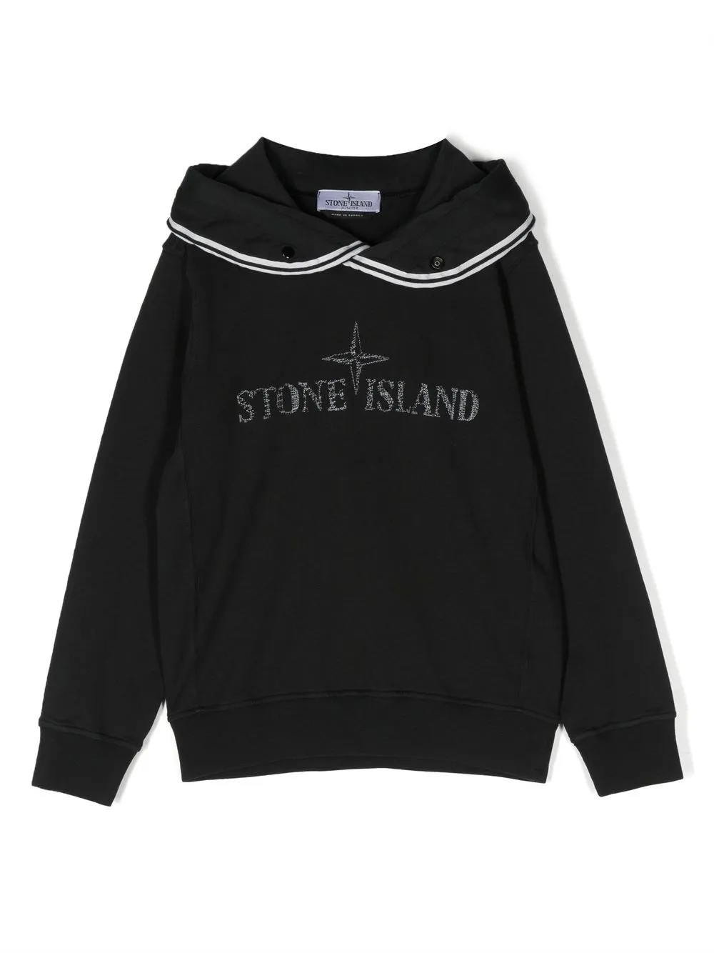 

Stone Island Junior logo-print cotton hoodie - Black