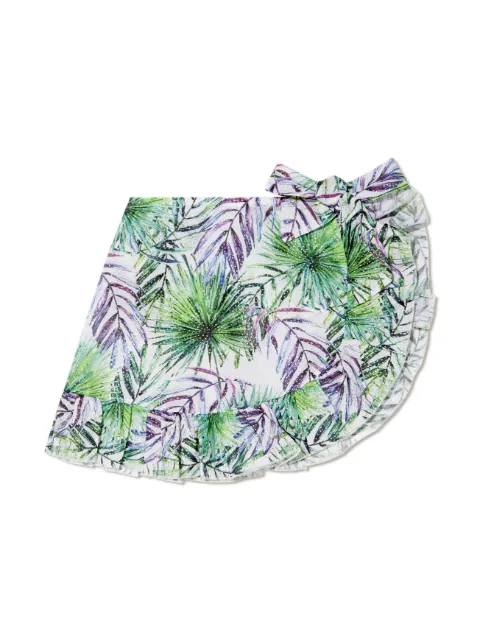 Nessi Byrd Kids Janet leaf-print skirt