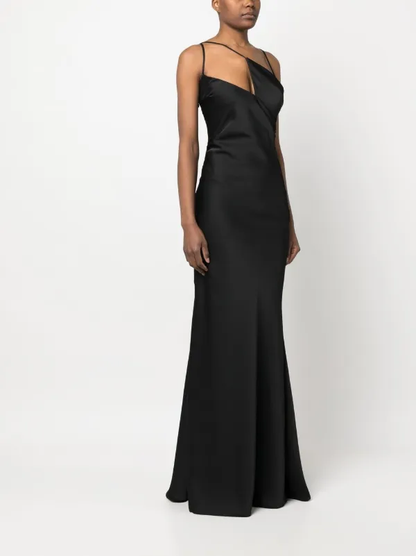 The Attico Melva Satin Long Dress | Black | FARFETCH
