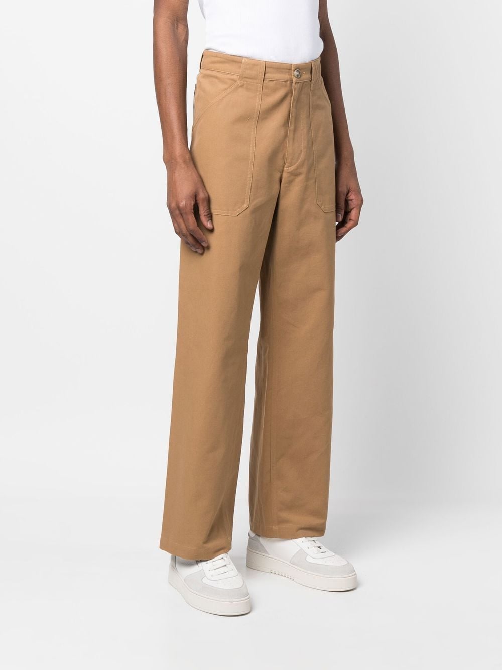 Shop Apc Sidney Straight-leg Cotton Trousers In Neutrals
