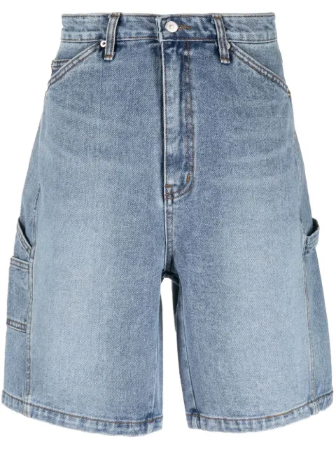 knee-length denim shorts