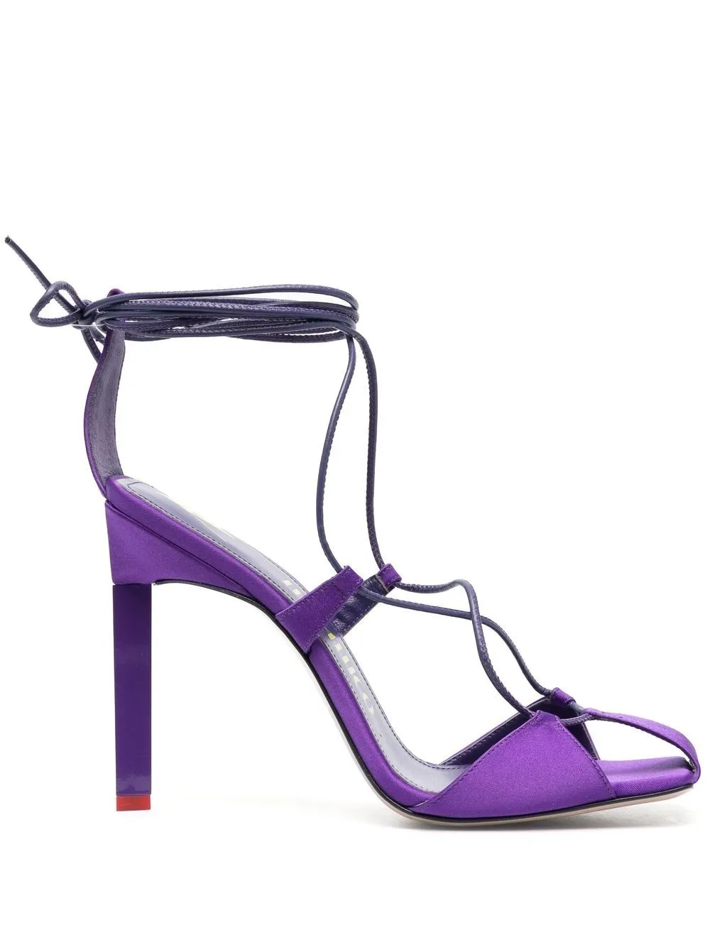 Attico Adele 105 Wraparound Satin Sandals In Purple