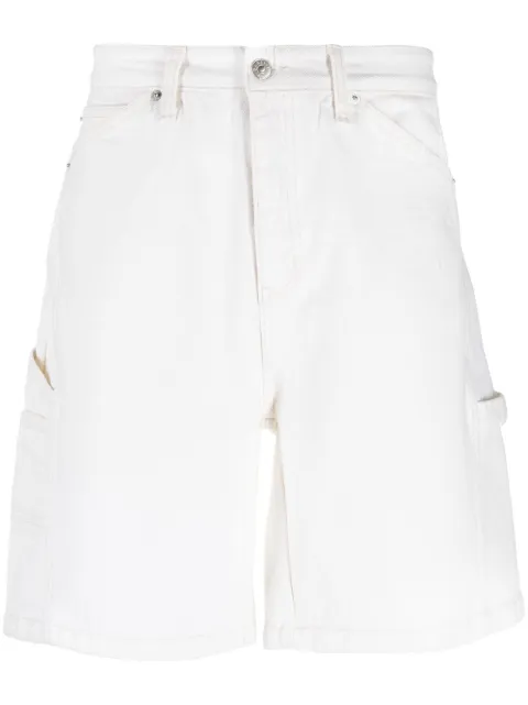 knee-length denim shorts