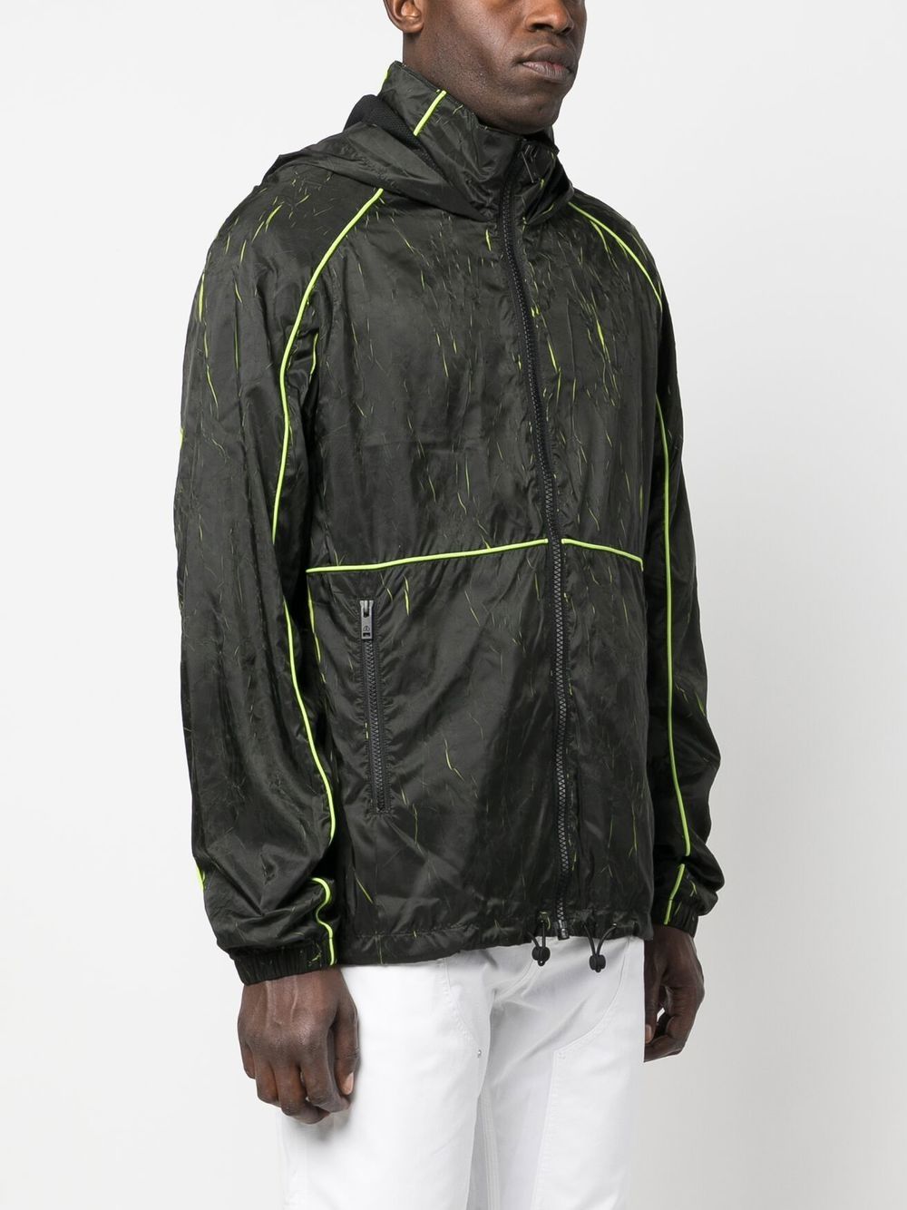 Shop Moose Knuckles Fluorescent-stripe Lightweight Jacket In Black