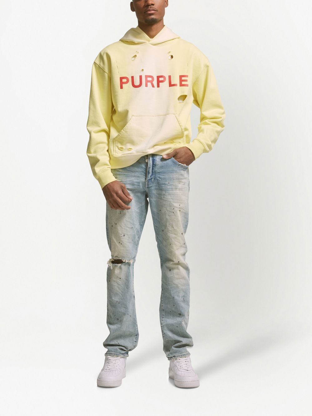 Purple Brand Hoodie met logoprint - Geel