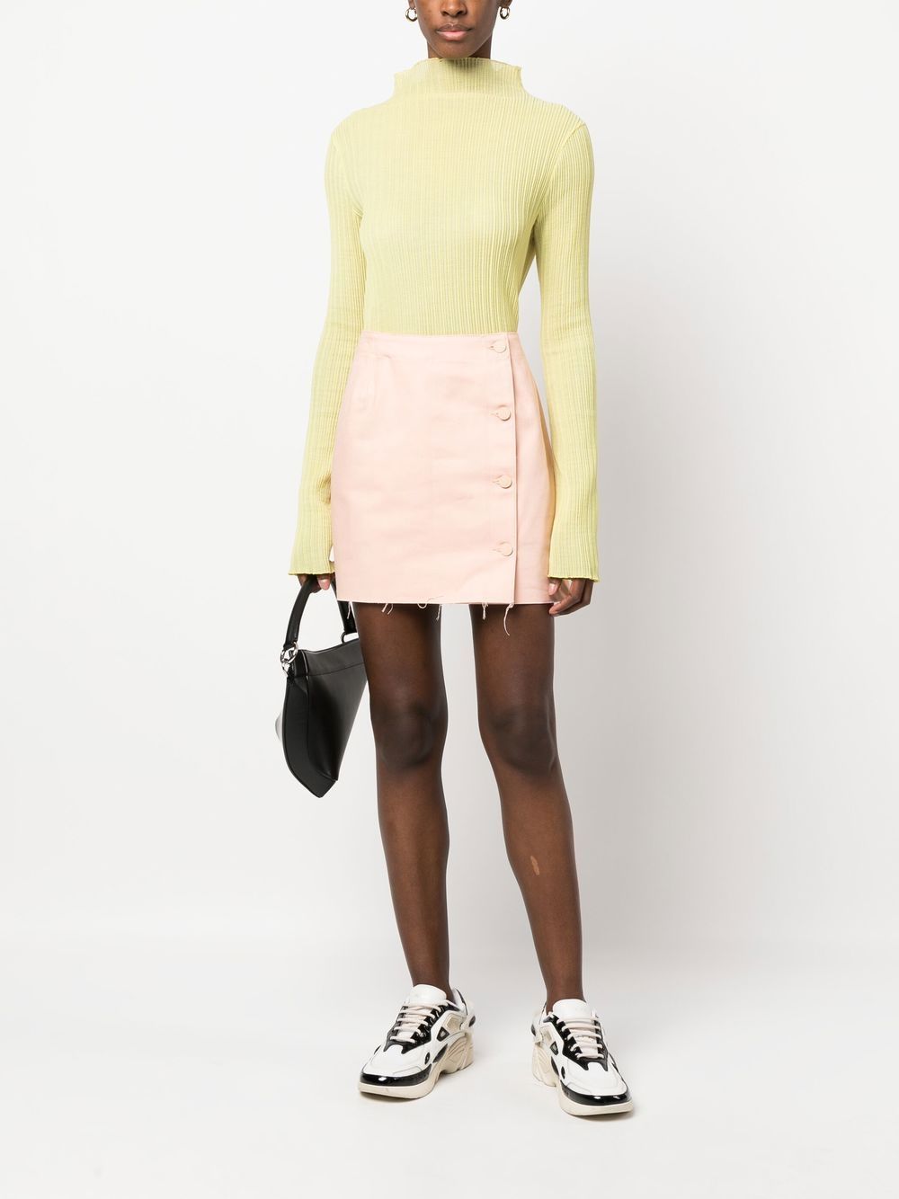 Shop Raf Simons Frayed Cotton Miniskirt In Pink