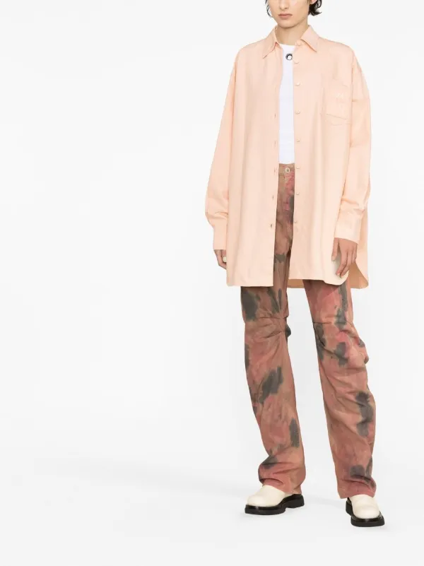 Raf Simons logo-patch Oversized Shirt | Pink | FARFETCH RO