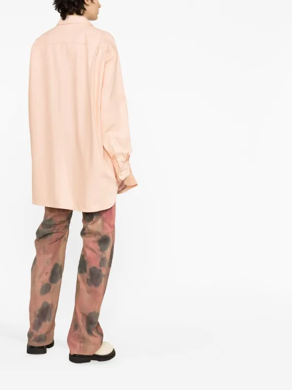 Raf Simons logo-patch Oversized Shirt | Pink | FARFETCH RO