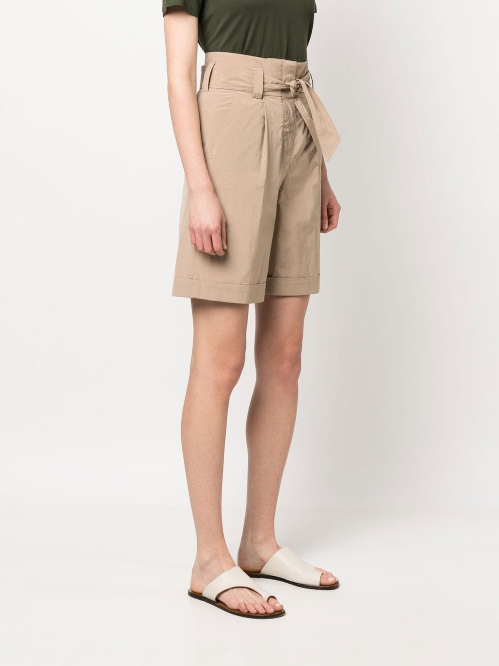 Shop Peserico Tie-fasten High-waist Shorts In Nude