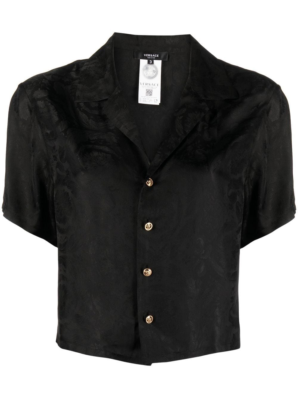 

Versace floral-jacquard cropped shirt - Black