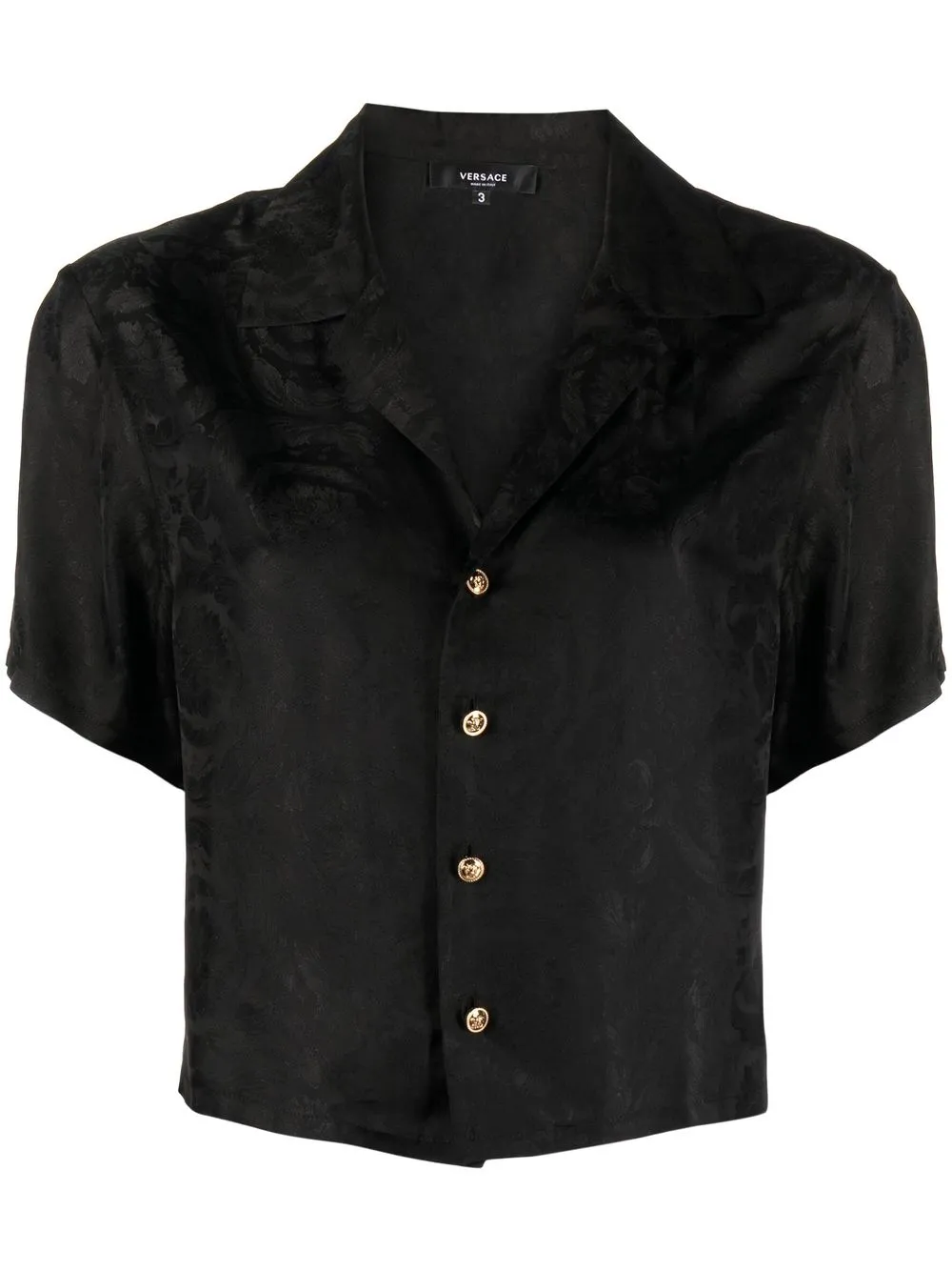 Versace Barocco-jacquard cropped shirt – Black