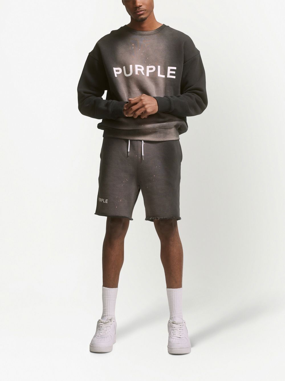 Purple Brand Trainingsshorts met logoprint - Zwart