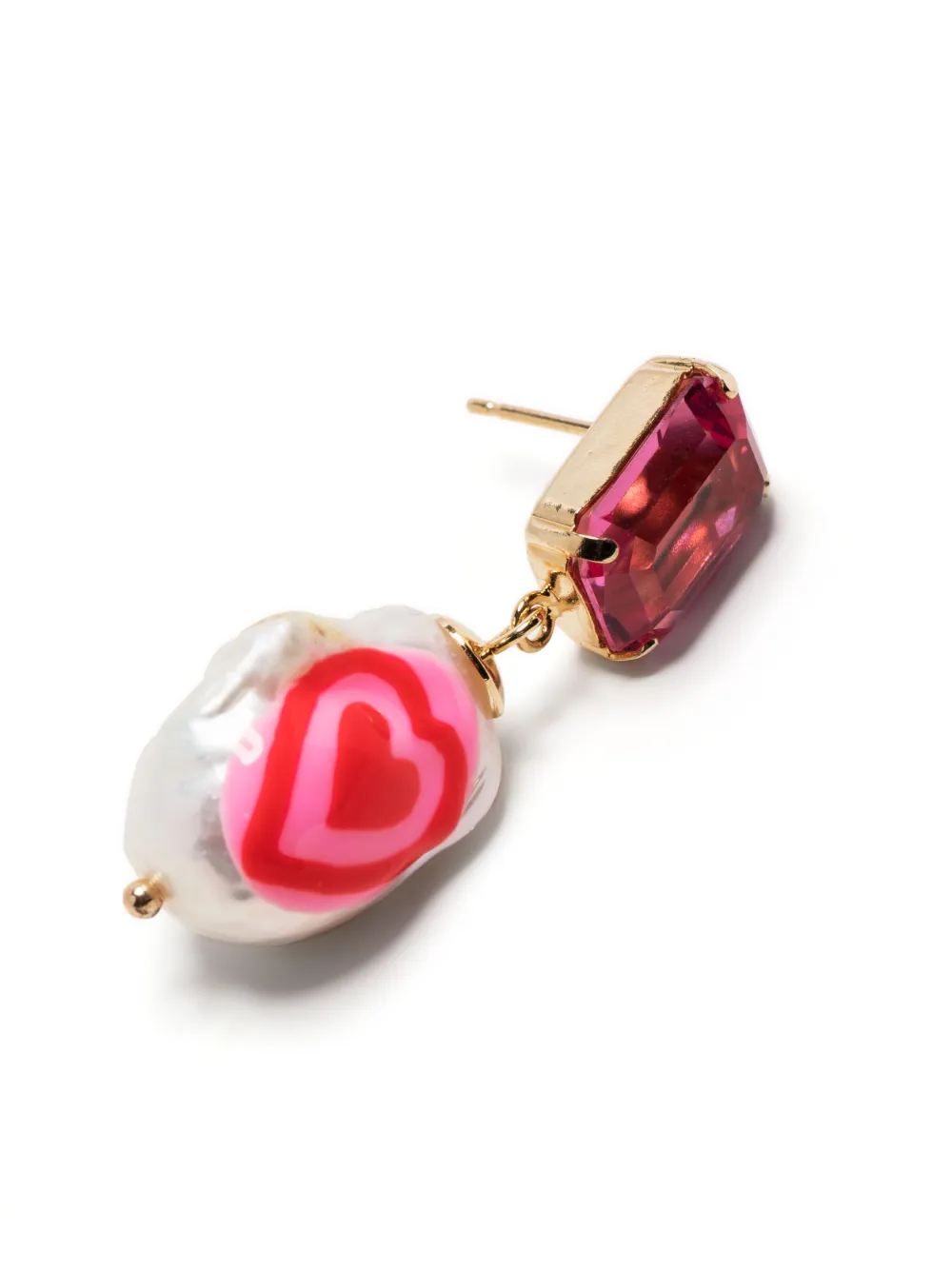 Martha Calvo Heart Crystal Hand-painted Earrings In Rosa