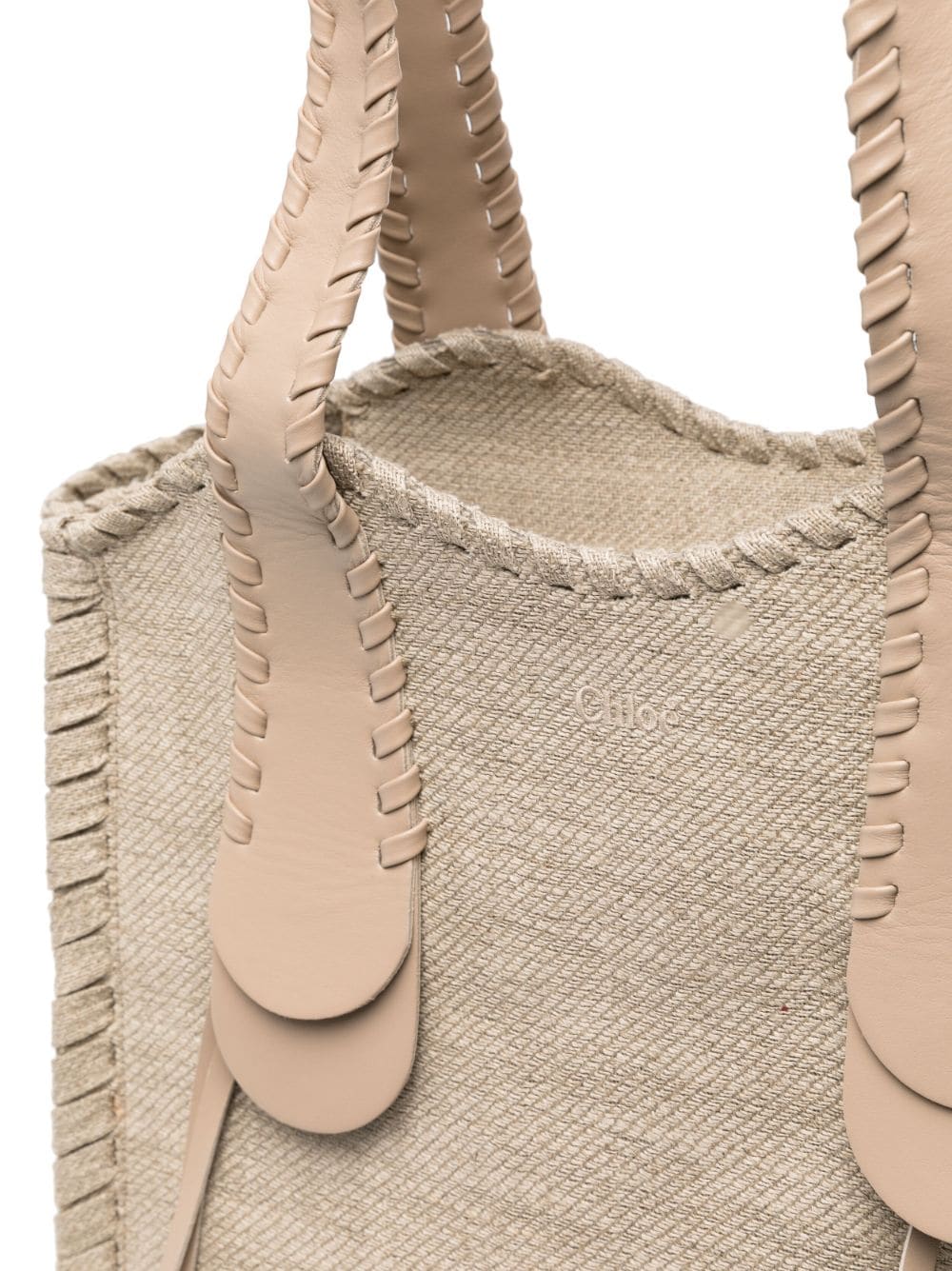 Shop Chloé Medium Mony Linen Tote Bag In Neutrals