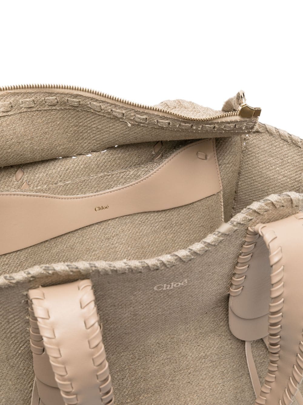 Shop Chloé Medium Mony Linen Tote Bag In Neutrals