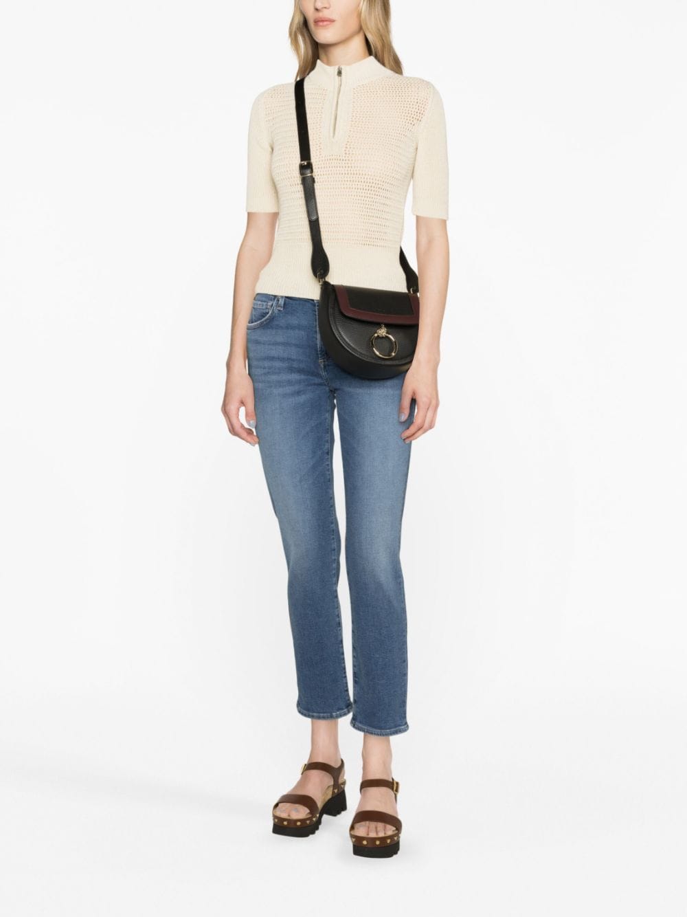 Shop Chloé Arlene Leather Crossbody Bag In Black