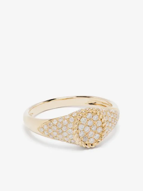 Yvonne Léon 9kt yellow gold Baby Chevalier diamond signet ring