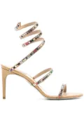 René Caovilla multicoloured crystal strappy sandals - Yellow
