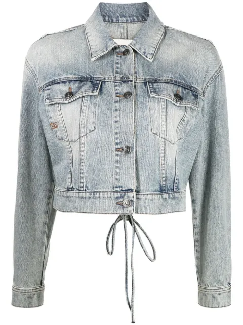 Ports 1961 corset style tie-detail cropped denim jacket