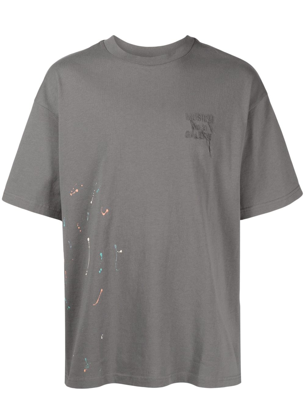 Musium Div. Paint-splatter-detail Cotton T-shirt In Grau