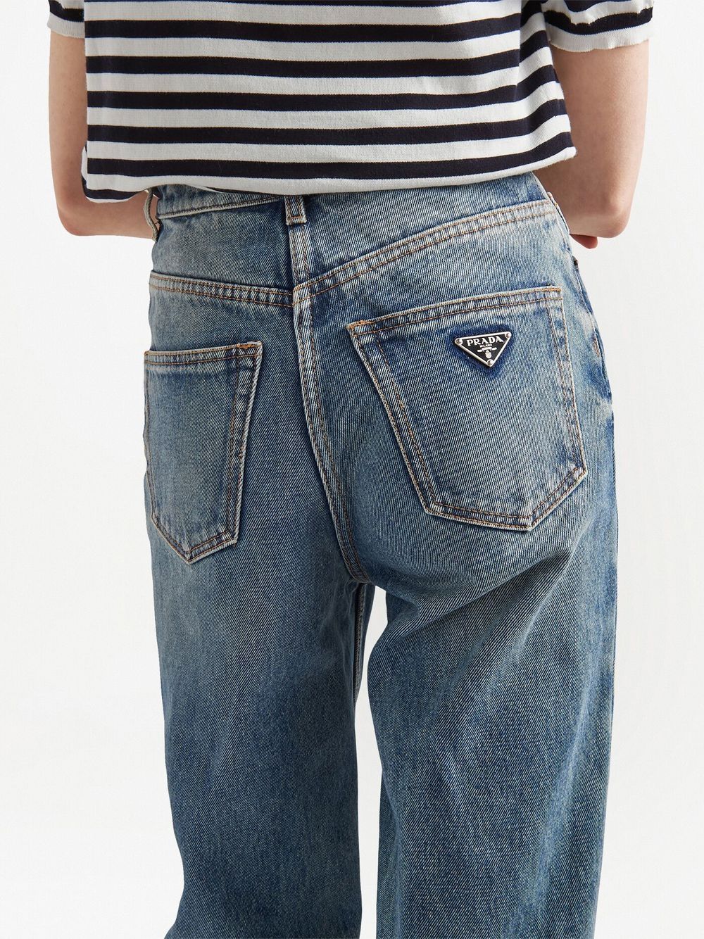Shop Prada Bleached-effect Straight-leg Jeans In Blue