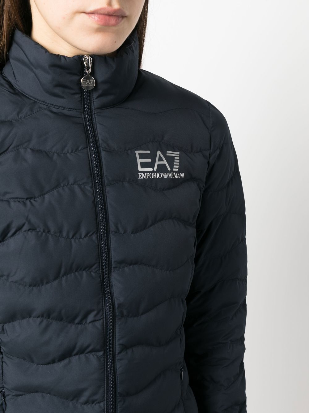 Shop Ea7 Hooded Zip-up Jacket In Blau