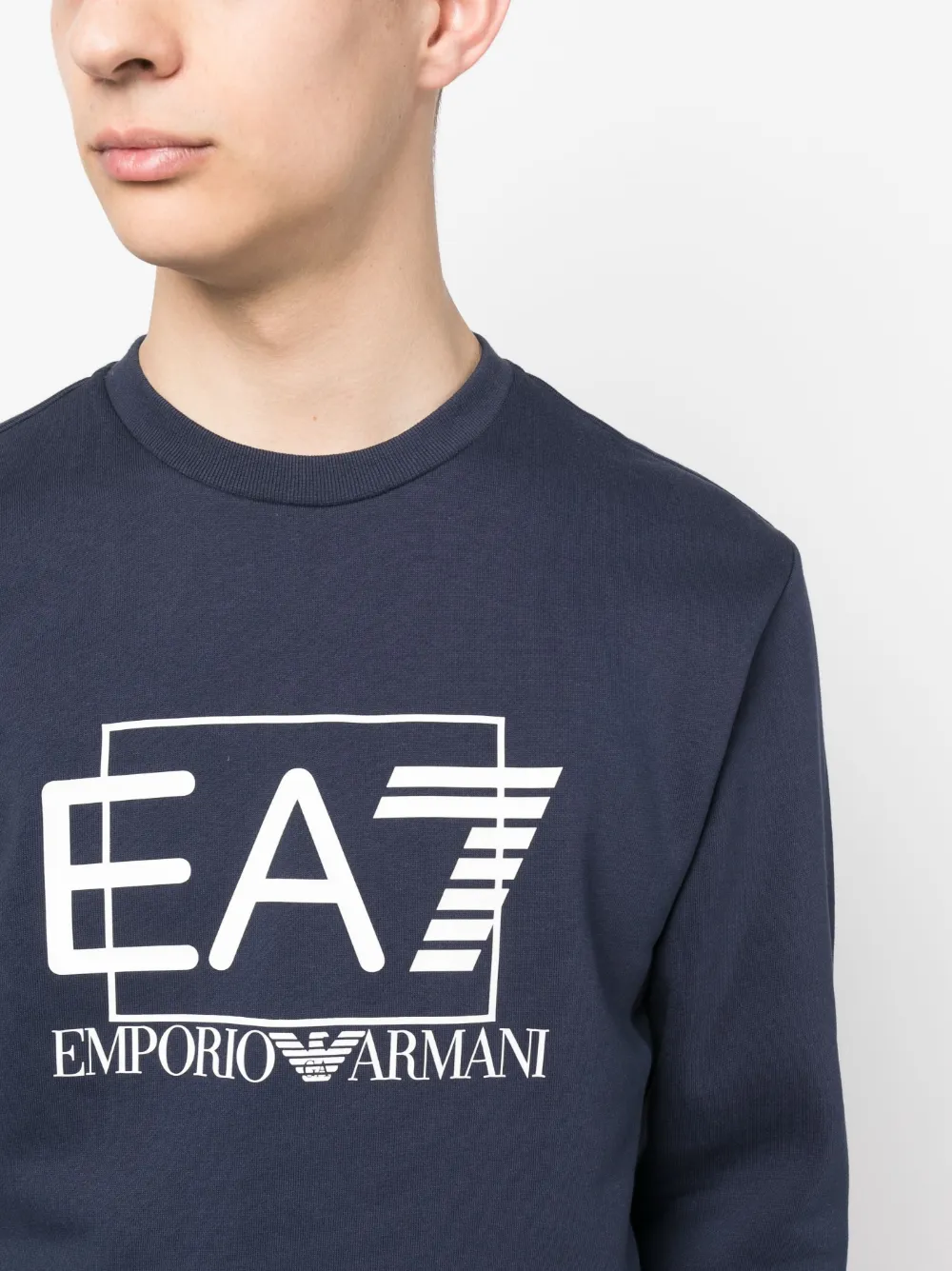 EA7 LOGO-PRINT CREW-NECK SWEATSHIRT