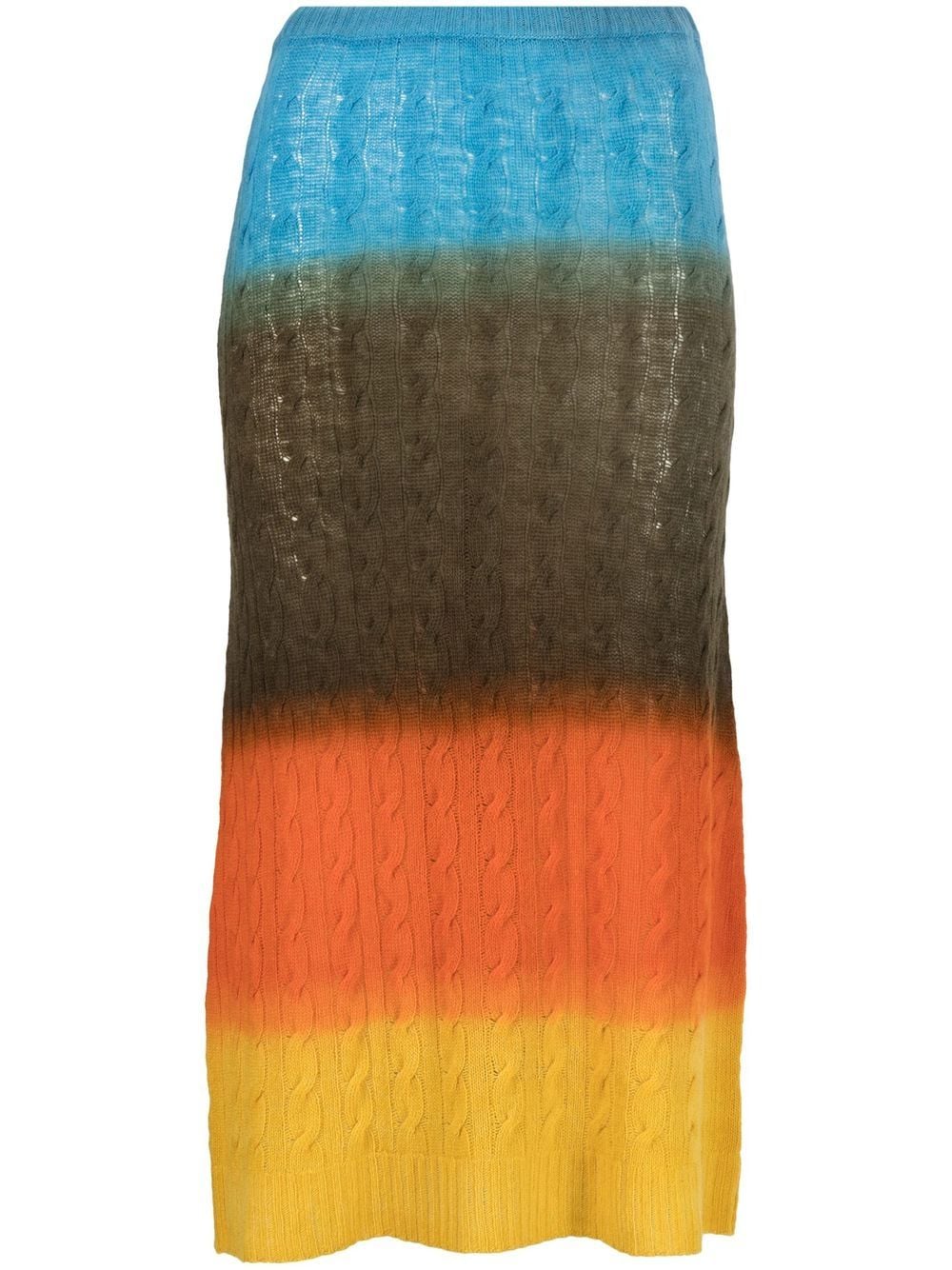 Shop Etro Cable-knit Wool Midi Skirt In Orange