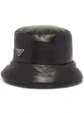 Prada enamelled-logo nappa leather bucket hat - Black