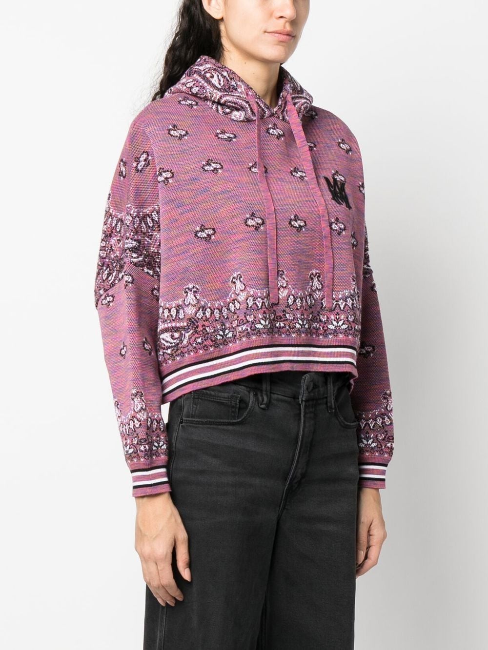 Shop Amiri Space Dye Bandana Knit Hoodie In Violett