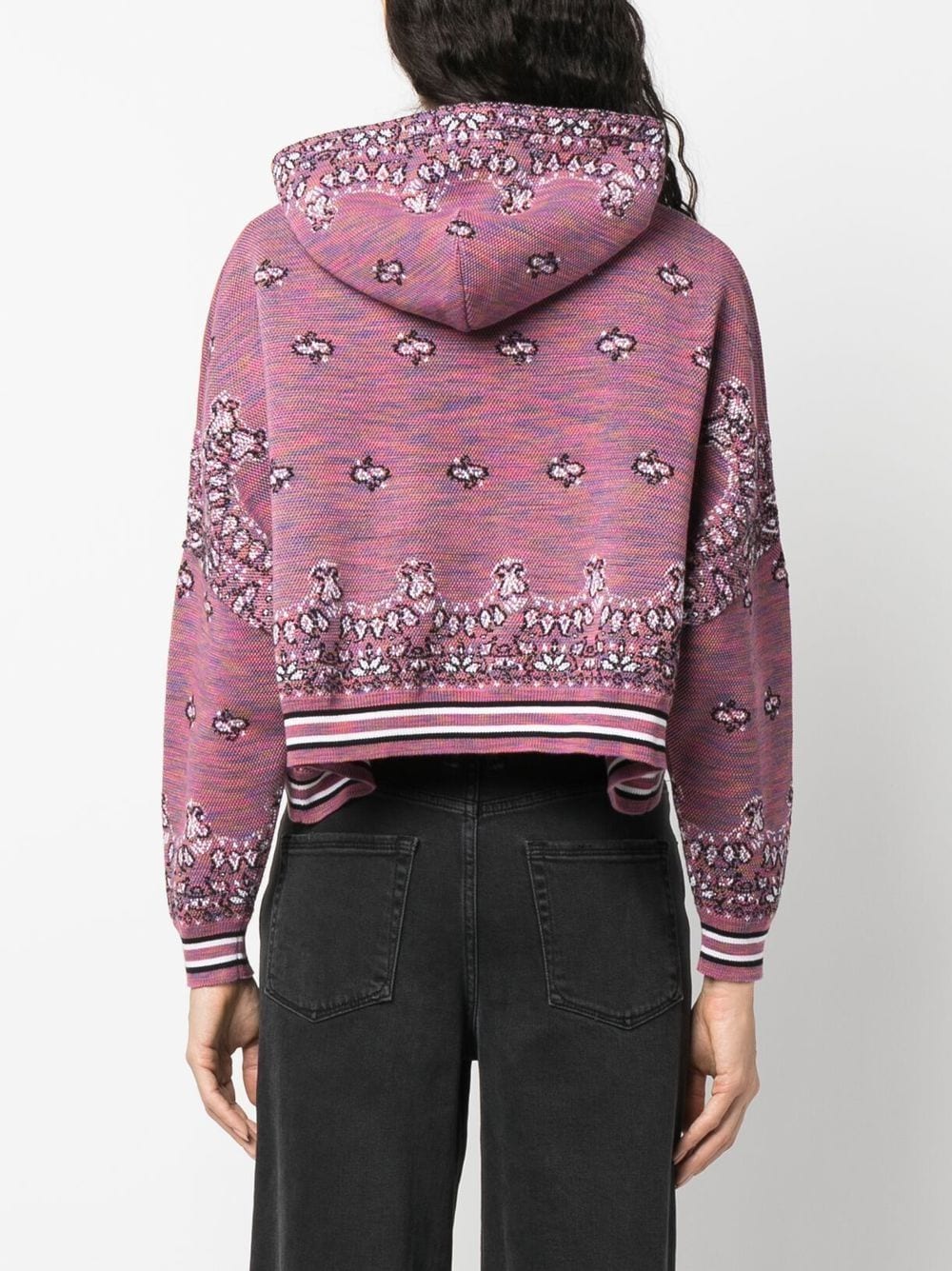 Shop Amiri Space Dye Bandana Knit Hoodie In Violett