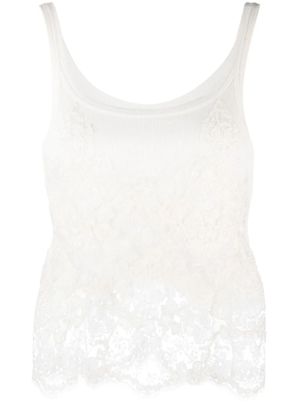 

Ermanno Scervino lace panel tank top - White