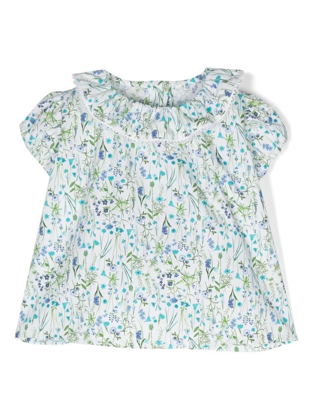 Mariella Ferrari Babies' Floral-print Cotton Blouse In White