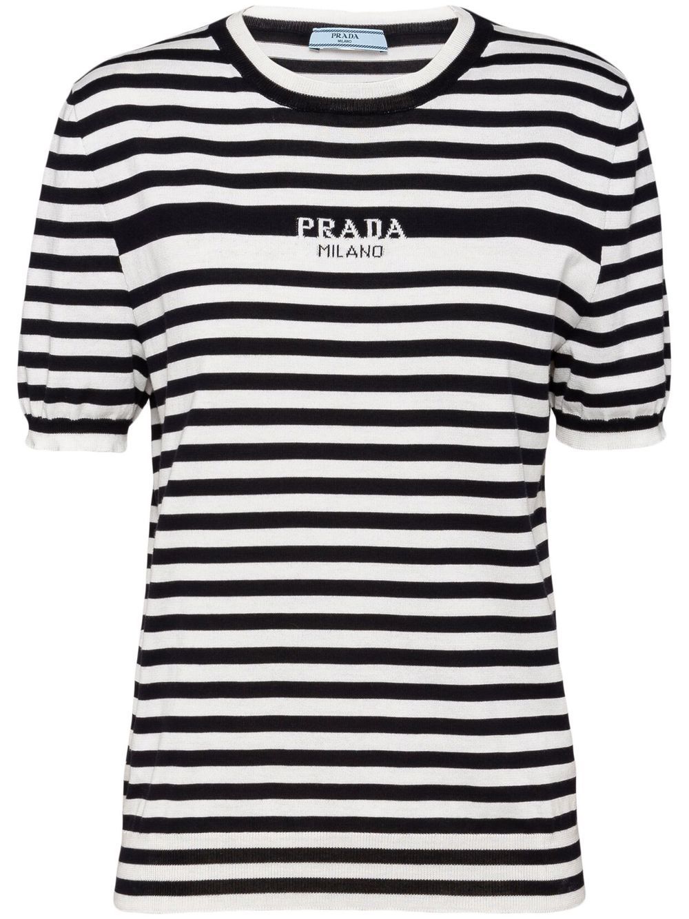 Shop Prada Striped Short-sleeved T-shirt In Black