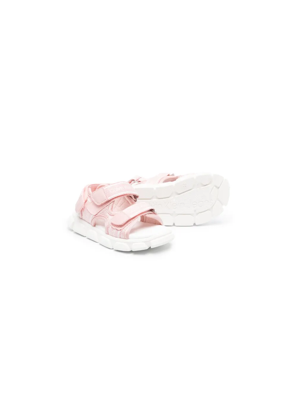 Calvin Klein Kids logo-print touch-strap sandals - Roze