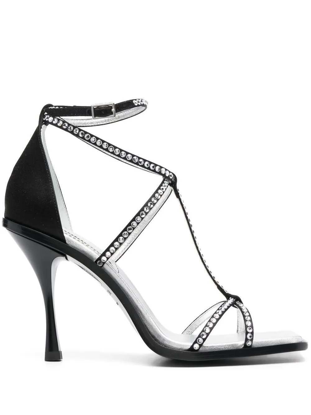 Shop Dsquared2 Crystal-embellished Square-toe Sandals In Schwarz