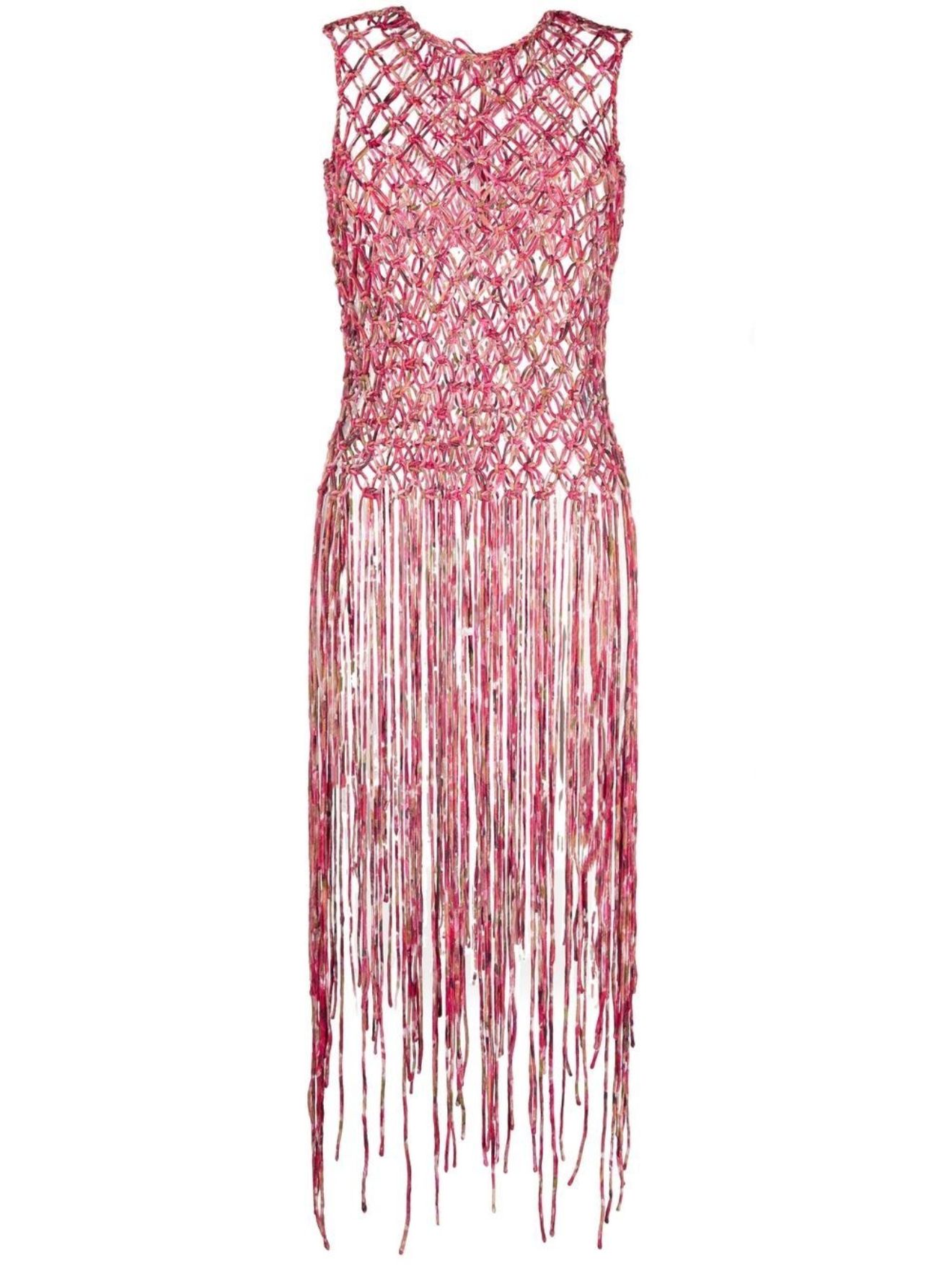 Dries Van Noten Coyle macramé top pink | MODES