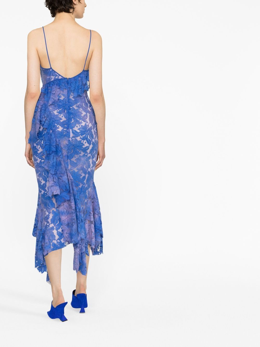 Shop Attico Thelma Lace Draped Dress In Blau
