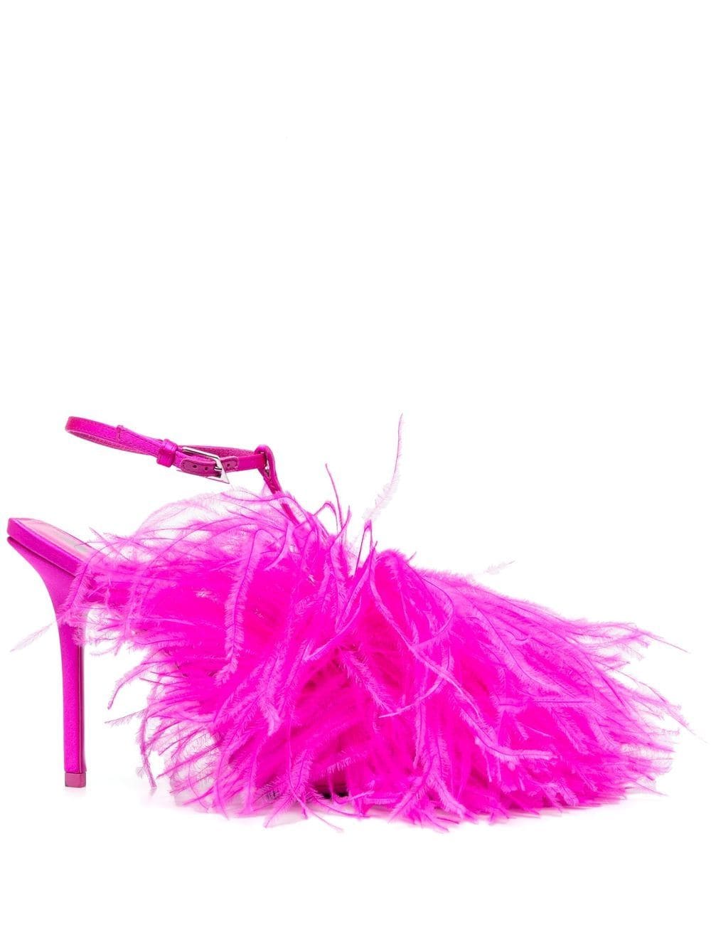 Attico Sienna Feather-trim Sandals In Pink