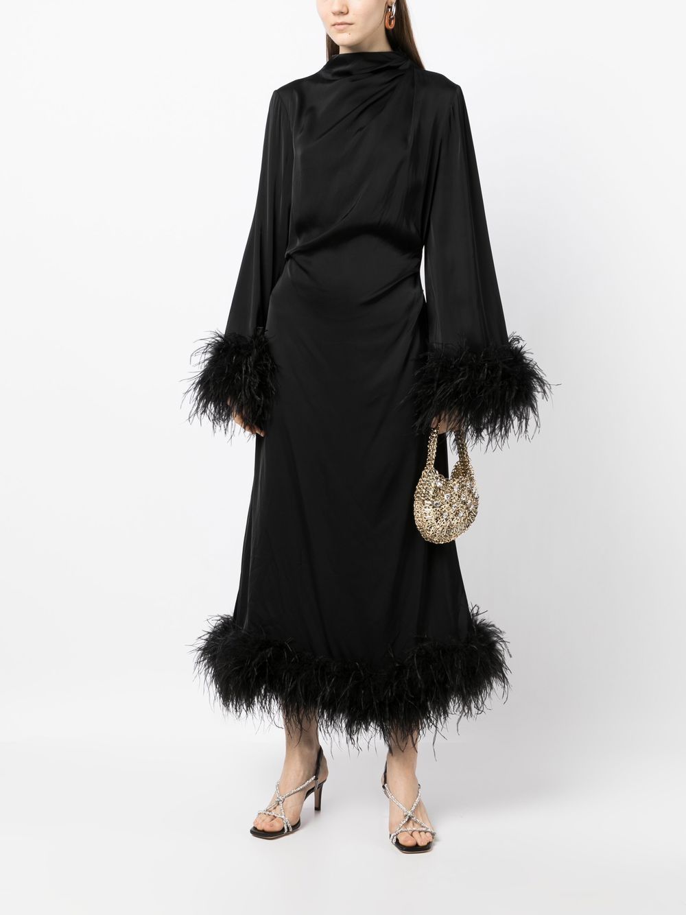 Black Feather Trim Dress