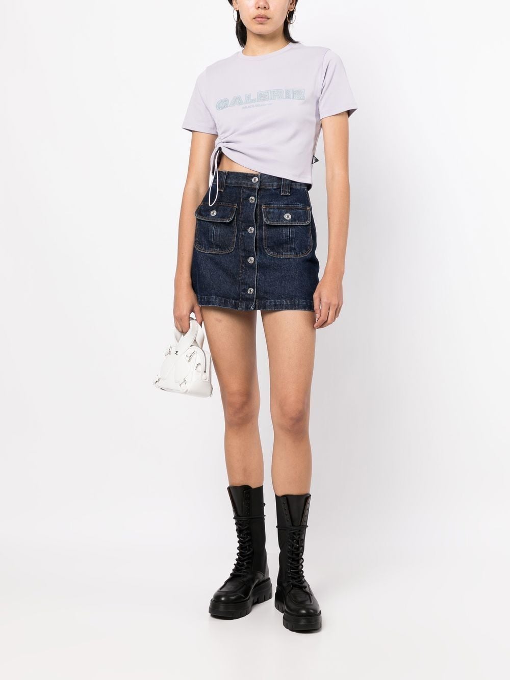 Shop Musium Div. Crystal-embellished Cropped T-shirt In Violett