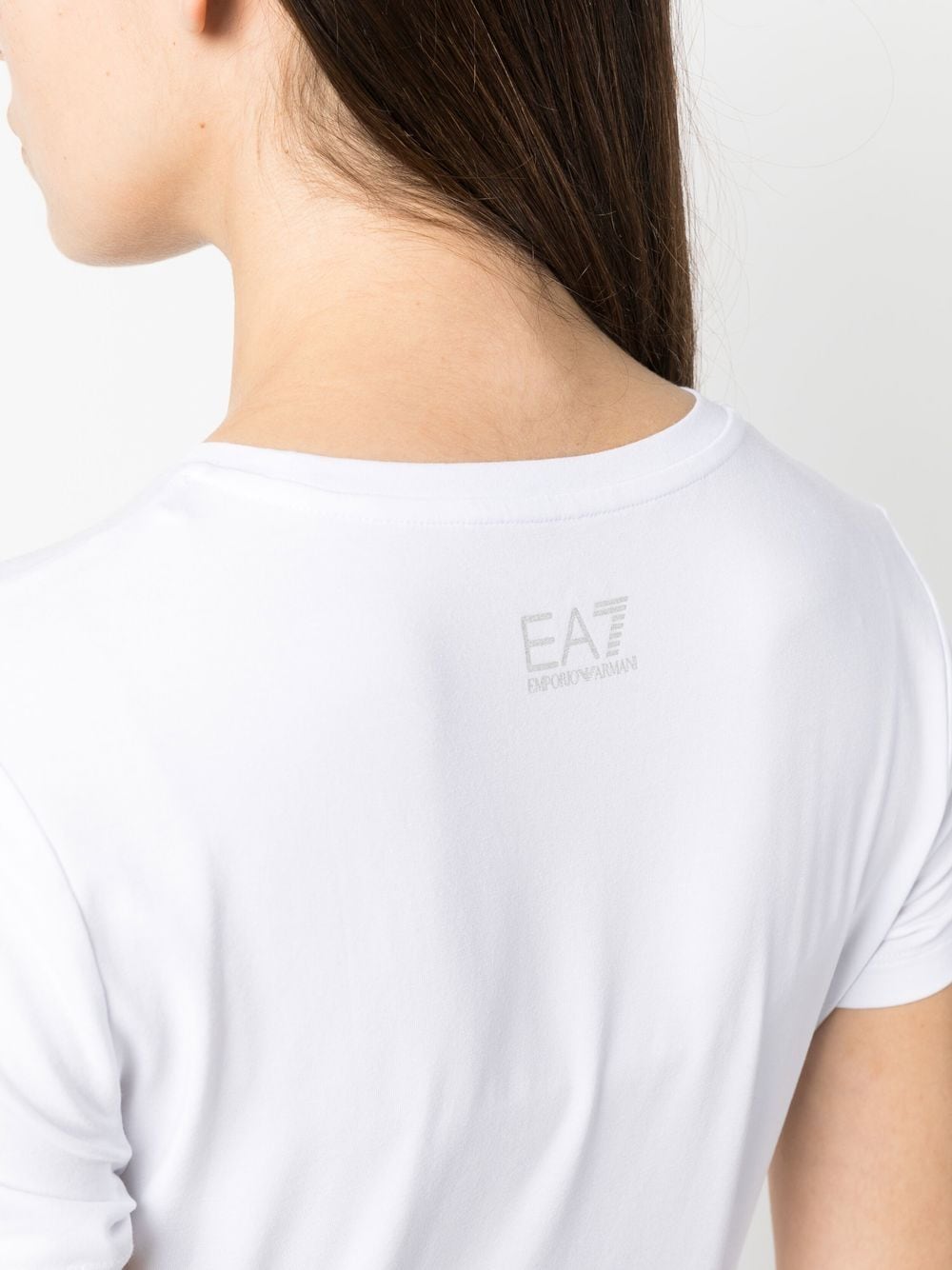 Shop Ea7 Solid Cotton-modal T-shirt In Weiss