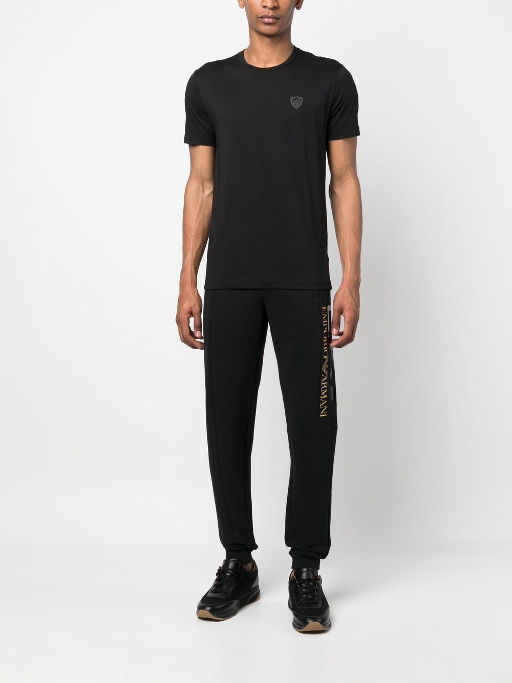 Ea7 Emporio Armani T-shirt met logopatch - Zwart