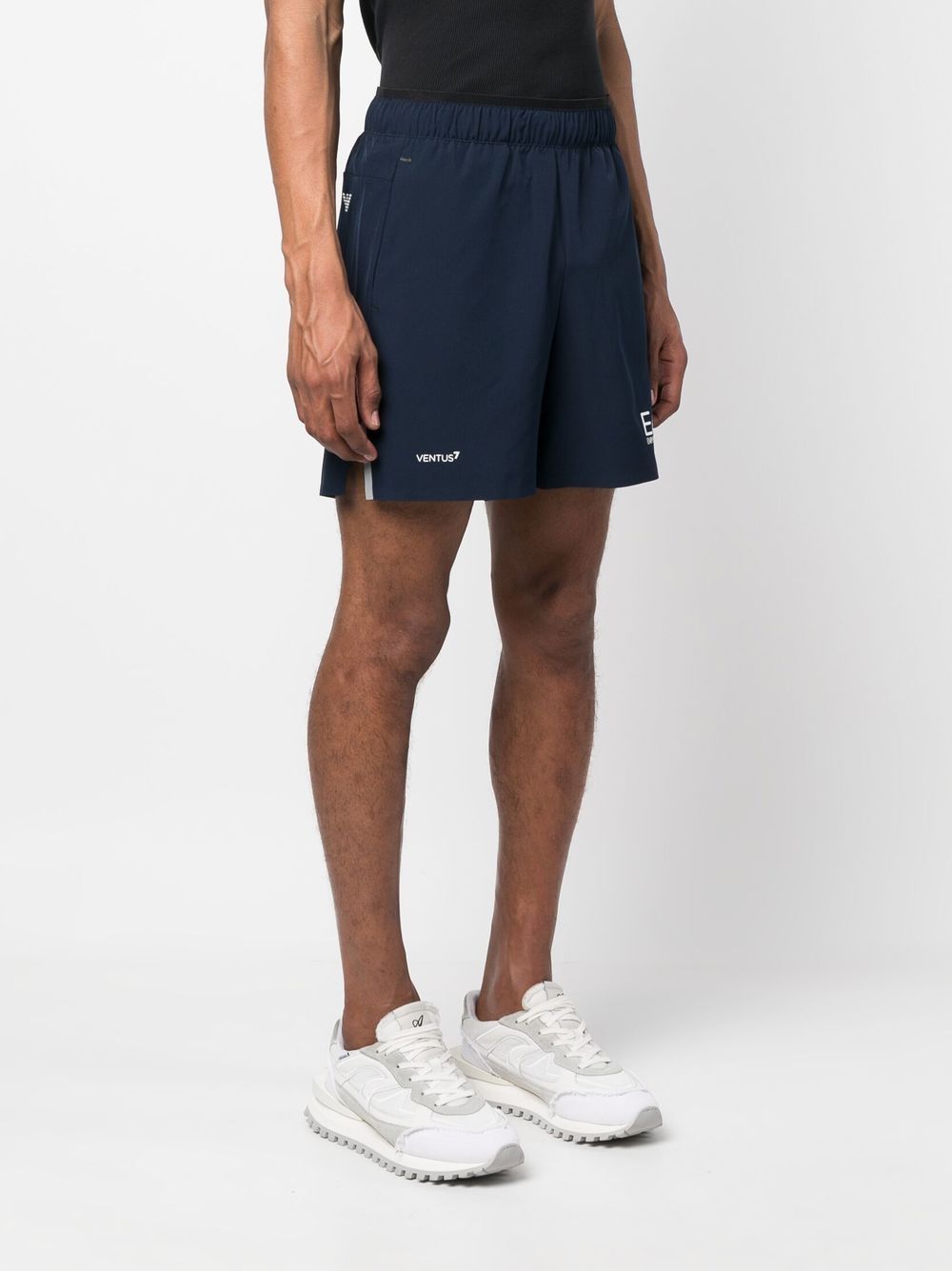 Shop Ea7 Logo-print Track Shorts In Blau