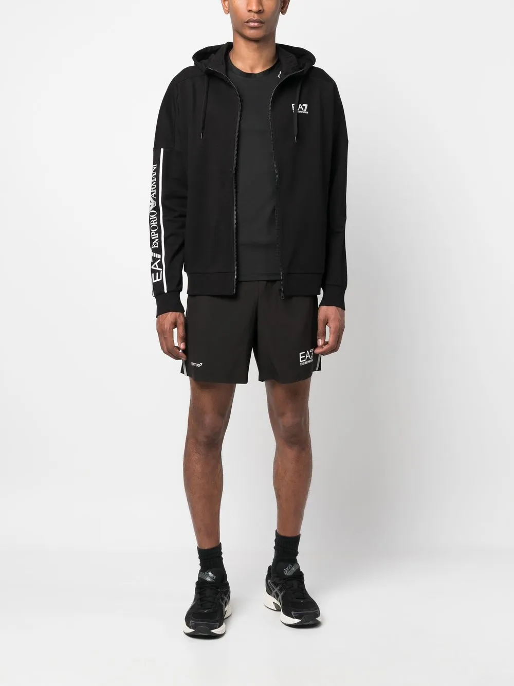 Ea7 Emporio Armani Hoodie met logoprint - Zwart